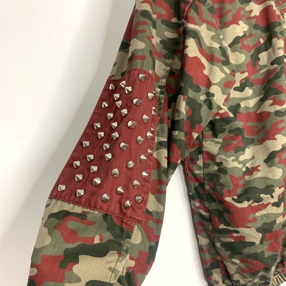 ZARA Studded Distressed Camouflage Military Jacket Sz XS - Picture 8 of 11